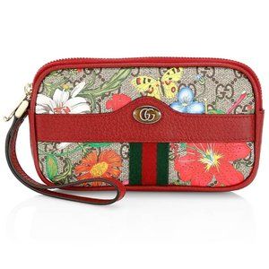 Gucci GG Ophidia Flora Wrist Wallet In Red